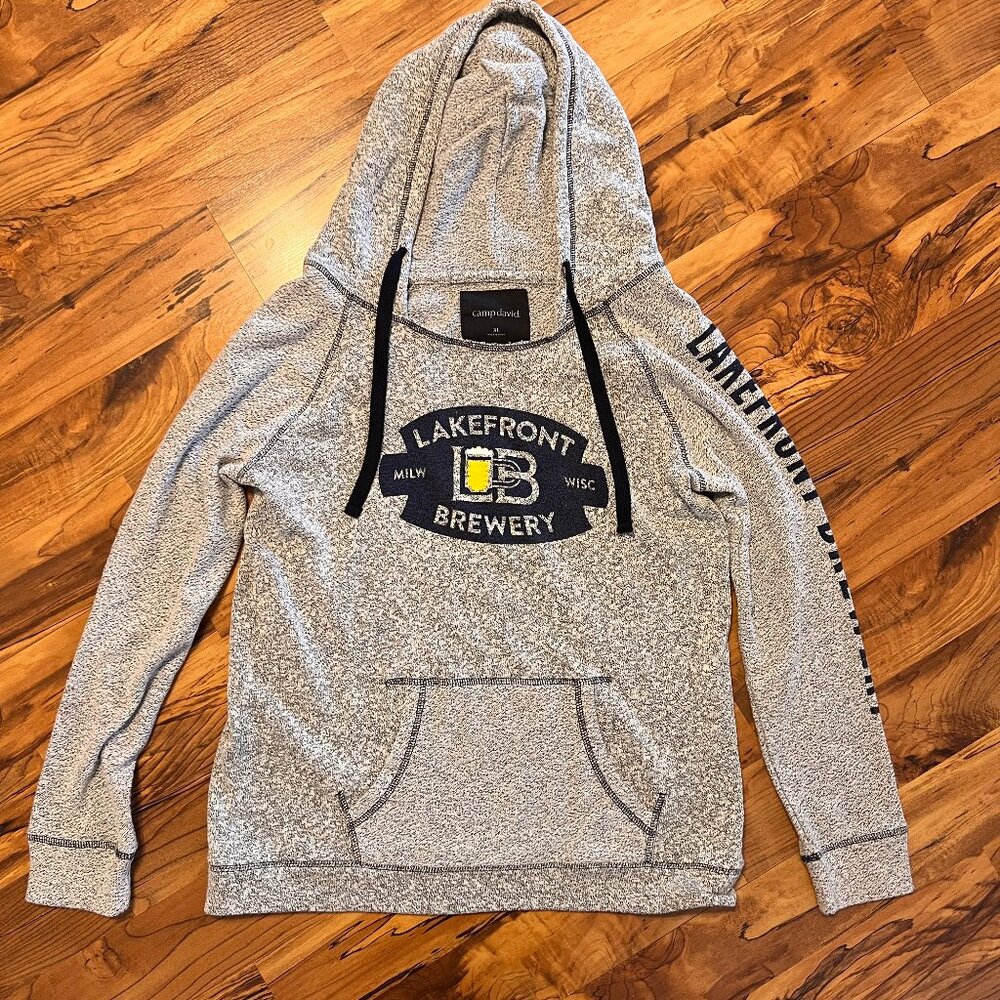 Camp David Lakefront Brewery Grey Hoodie Size XL